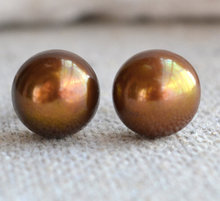 Pendientes reales de perlas de agua dulce, joyería de plata S925, Color marrón, AAA, 10mm 2024 - compra barato
