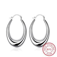 Pendientes de aro grandes con forma de U para mujer, aretes ovalados de plata 925, de marca europea, regalo de moda 2024 - compra barato