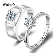 WALERV-anillos de compromiso de boda para parejas, anillo abierto Ajustable de acero inoxidable para hombre y mujer 2024 - compra barato