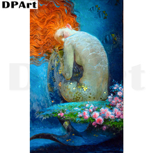 Diamond Painting Full Square/Round Drill Mermaid with Red Hair 5D Daimond Embroidery Cross Stitch Painting Mosaic Picture Y130 2024 - buy cheap