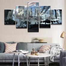 Canvas Oil Painting Modern Picture Print Wall Art 5 Pieces Home Decor Building City Futuristic Star Citizen Poster Decor Frame 2024 - buy cheap