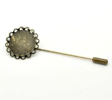 DoreenBeads-camafeo antiguo de bronce, marco de broche de ajuste, pasadores traseros, accesorios de 8x2,5 cm (ajuste de 20mm), vendido por paquete de 20 2024 - compra barato