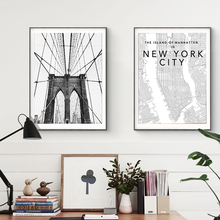 Vintage Bridge Brooklyn Posters and Prints Canvas Painting New York Map Wall Pictures For Living Room Modern Home Decor No Frame 2024 - buy cheap