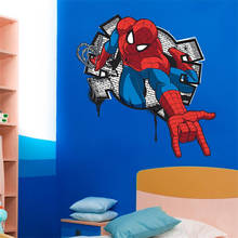 Настенные наклейки % 3D с изображением Человека-паука, съемные ПВХ наклейки на стену, росписи для детской комнаты, спальни, домашнего декора, виниловые обои, художественный постер 2024 - купить недорого