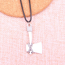 Colgante de hacha de Color plata antigua, collar de cadena de cuero negro, 41x21mm, 20 Uds. 2024 - compra barato