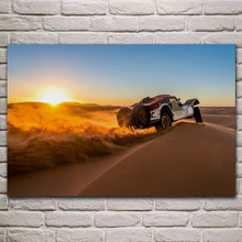 rally racing cars sand desert sunset landscape living room decor home wall art decor wood frame fabric posters KJ477 2024 - buy cheap