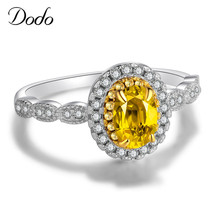 Trendy 925 Sterling Silver With Big Yellow AAA Zircon Stone Ring Jewelry Wedding Rings for Women Men Gifts Anillos Bijoux JZ231 2024 - buy cheap