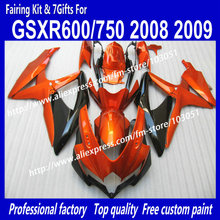Carenado de cuerpo plano para motocicleta SUZUKI, kit de carenado de color naranja en negro para moto SUZUKI GSXR 600 2008 GSX R750 2009 GSXR600 GSXR750 08 09 K8 2024 - compra barato