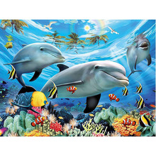 Full Square/Round DIY Diamond Embroidery Undersea animals 5D Diamond Painting Rhinestone Mosaic Decor HYY 2024 - buy cheap