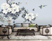 Beibehang Custom wallpaper Chinese style hand-painted peony flower TV background wall 3d living room bedroom murals 3d wallpaper 2024 - buy cheap