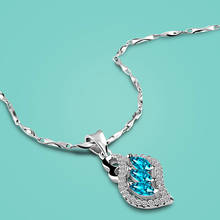 Женское Ожерелье из стерлингового серебра 925 пробы с синим цирконием в океане, подвеска 46 см, цепочка для ключиц, женское серебряное ювелирное изделие 2024 - купить недорого