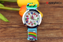 Reloj de cuarzo con dibujos de poni para niños, bonito animal, unicornio, 3D, gel de sílice, luminoso, puntero, pulsera 2024 - compra barato