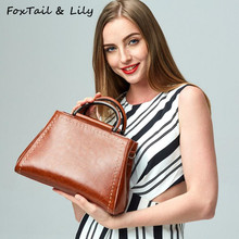 FoxTail & Lily-Bolsos de lujo de cuero genuino para mujer, bandoleras de diseñador Vintage, bolso grande de hombro de alta calidad 2024 - compra barato