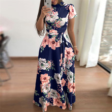 Rogi Summer Long Dress 2019 Floral Print Boho Beach Dress Tunic Maxi Dress Women Elegant Evening Party Dresses Vestidos Verano 2024 - buy cheap