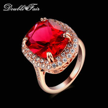 Exaggerated Big Red Crystal Punk Rings Cubic Zirconia Rose Gold Color Fashion Brand Retro Jewelry For Women Vintage anel DFR199 2024 - buy cheap