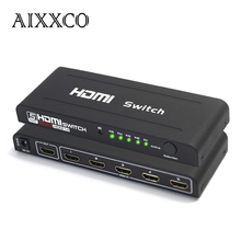 HDMI переключатель AIXXCO, сплиттер с 5 портами HDMI, 5 в 1, преобразователь, автоматический Ультра для HDTV v1.4 3D 1080p HD, ИК с дистанционным управлением 2024 - купить недорого