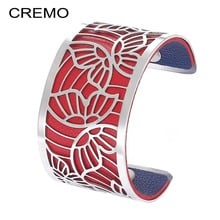 Cremo Manchette Butterfly Shape Stainless Steel Cuff Leather Bracelet Women DIY Wide Bangle Classic Jewelry Pulseiras 2024 - buy cheap