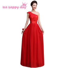 Vestido largo de dama de honor para adultos, traje de dama de honor de estilo griego, largo, de un hombro, rojo, H4234 2024 - compra barato