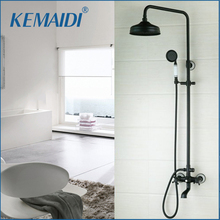 KEMAIDI Chuveiro Set Wall Mount Petróleo Friccionada Bronze 8 "Cabeça de Chuveiro de Bronze + Cerâmica Heldhead Chuveiro Torneira Da Banheira Cachoeira chuveiro 2024 - compre barato