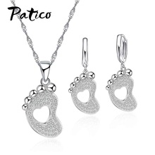 Wedding Anniversary Party Jewelry Set Cute Exquisite Little Shape Necklace Earrings 925 Sterling Silver For Lovely Girl 2024 - buy cheap