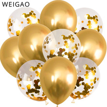 10 pçs 12 polegada cores metálicas balões de látex confetes balão de ar bolas infláveis para festa de casamento aniversário balão de chuveiro do bebê 2024 - compre barato