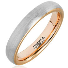 Tungsten Wedding Band Rings 4mm for Man Woman Comfort Fit Rose Gold Plated Domed Brushed 2024 - buy cheap
