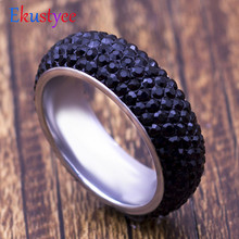 Кольца на палец с прозрачными черными кристаллами для женщин и мужчин, Классические свадебные кольца Стразы из нержавеющей стали, ювелирные изделия 2024 - купить недорого