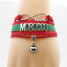 Pulsera de amor infinity love de Marruecos para mujer y hombre, brazalete con cierre de corazón, pulsera con bandera de Marruecos, joyería 2024 - compra barato