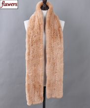 Bufanda de piel de conejo Rex auténtica para mujer, bufandas gruesas y cálidas de pelo Natural de lujo, estilo largo, 100%, Invierno 2024 - compra barato