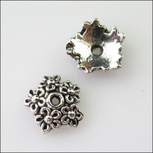 60 peças topo tibetano prata flor estrela conta caps conectores 11mm 2024 - compre barato