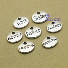 50pcs--12X8mm Family words Charms, Antique silver Plated family words Pendants/Charms, Metal Bracelet Necklace Jewelry Finding 2024 - buy cheap