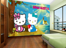 Custom papel de parede infantil, a couple of Kitty Cat cartoon for children's room boys and girls room wall waterproof wallpaper 2024 - buy cheap