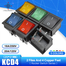Kcd4 interruptor rocker de 4 pinos, 25*31mm, 2 posições, toque de energia, interruptor liga/desliga, tipo de navio com luz, 16a, 250v, 30a, 125v 2024 - compre barato