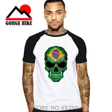 2019 Creative lOGO Short Sleves 100% Cotton O-neck Custom Printed Tshirt Men T shirt Brazilian Flag Skull - Brazil Women T-Shirt 2024 - buy cheap