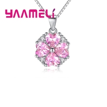 Latest Fashion Long Necklace Heart Pendant For Women Lady Girls 925 Sterling Silver Clear Pink CZ Composition Necklace 2024 - buy cheap