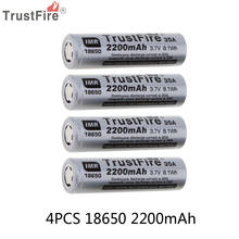 4pcs/lot TrustFire IMR 18650 2200mah 35A 3.7V Real Capacity High Drain Rechargeable Li-ion Battery New High Quality 2024 - buy cheap
