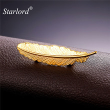 Starlord Swan Feather Brooch For Women/Men Jewelry Dress Party Rose Gold Color Pin Broches Fashion 2016 New B2076 2024 - buy cheap