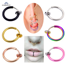2pcs Fake Nose Ring Goth Nose Rings Fake Piercing Labret Lip 10mm Cartilage Ear Piercing Nariz Hook Fake Earrings Clip Jewelry 2024 - buy cheap