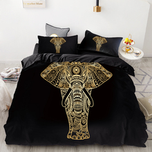 3D HD Digital Printing Custom Bedding Set,3pcs Duvet Cover Set Queen Cal King,Bedclothes Gold Elephant Drop Shipping 2024 - buy cheap