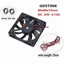 Gdstime 2 Pcs 24V Double Ball Bearing 80x80x15mm 8015 8cm 2Pin DC Cooling Radiator Cooler Exhaust Fan 80mm x 15mm 2024 - buy cheap