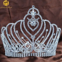 Tiaras redondas reales de 6 ", diamantes de imitación de cristal claro, tocado para novias, joyería para el cabello, boda, boda, belleza, desfile 2024 - compra barato