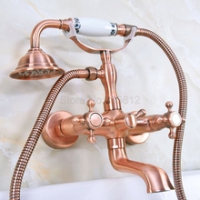 Conjunto de chuveiro de cobre vermelho com misturador, conjunto de torneira giratória para banheira, chuveiro de mão tna340 2024 - compre barato