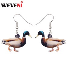 WEVENI Acrylic Cartoon Walking Duck Quacker Earrings Big Long Dangle Drop Novelty Animal Jewelry For Women Girls Teens Gift Bulk 2024 - buy cheap