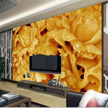 beibehang Seamless 3d stereoscopic wallpaper living room TV backdrop large mural papel de parede infantil photo wall paper 2024 - buy cheap