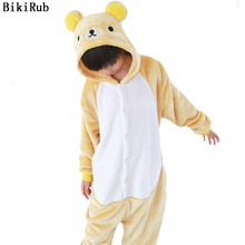 Bikirub crianças pijama inverno meninos onesias menina conjunto de pijama rilakkuma urso animal pijamas flanela 2024 - compre barato
