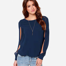Women Lady Sexy Loose Long Sleeved Chiffon Casual Blouse Shirt Summer Top New Arrival 2024 - buy cheap