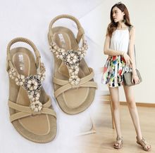 T-Strap Shoes Women Sandals Summer Flat Sandals 2019 Bohemian Flip Flops Women Shoes Roman Casual Beach Sandals Slip-On 2024 - buy cheap