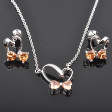 Lovely Brown Cubic Zirconia Bridal Jewelry Sets For Women Wedding Jewelry Crystay Pendant Necklace And Earrings Set  JS0187 2024 - buy cheap