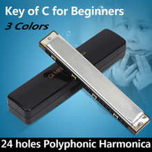 24 Holes/Bores Tremolo Harmonica Kids Educational Toy Metal Gaita Woodwind Musical Instrument Key of C Major Gifts Beginners New 2024 - buy cheap