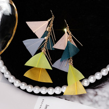 8SEASONS Bohemia Feather Drop Earrings Green Yellow Ethnic Triangle Fringe Romantic Accessories For Women Jewelry Gift,1 Pair 2024 - buy cheap